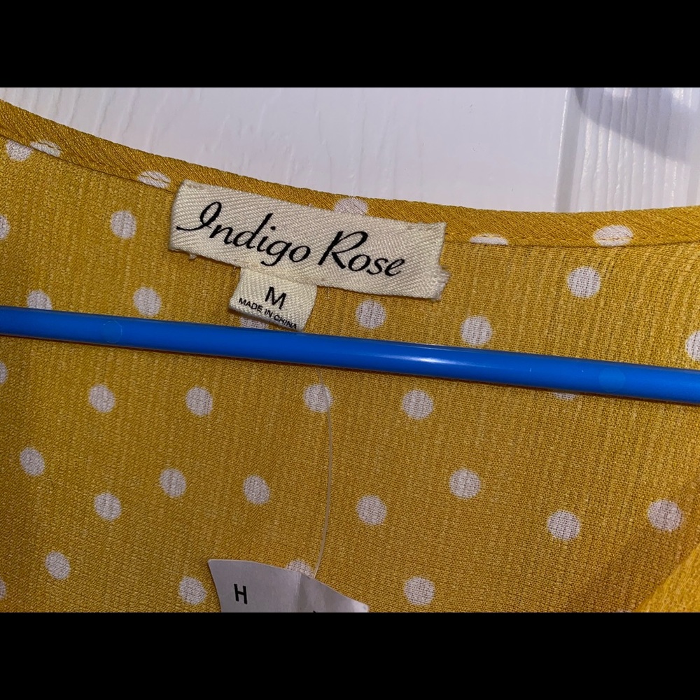 Indigo Rose, M, yellow with white dotted dress never used